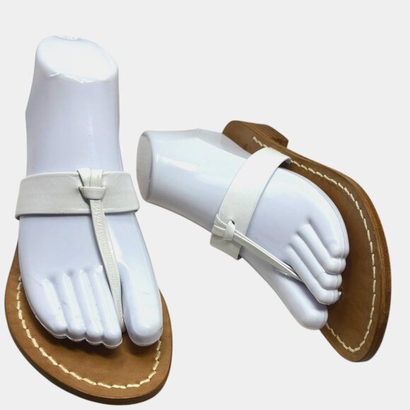 Capri White Leather Double Thong Slide Custom Made in Italy - Picture 10 of 10